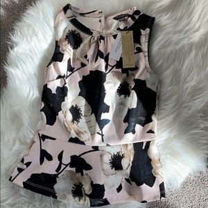 Black & Pink Floral Peplum Blouse